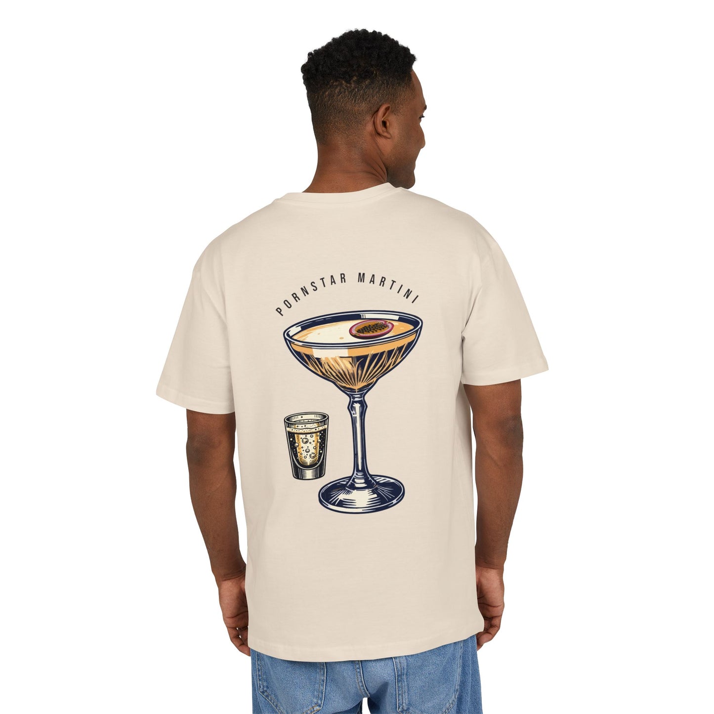 Unisex Heavy Oversize Tee - Pornstar Martini Graphic Shirt for Cocktail Lovers