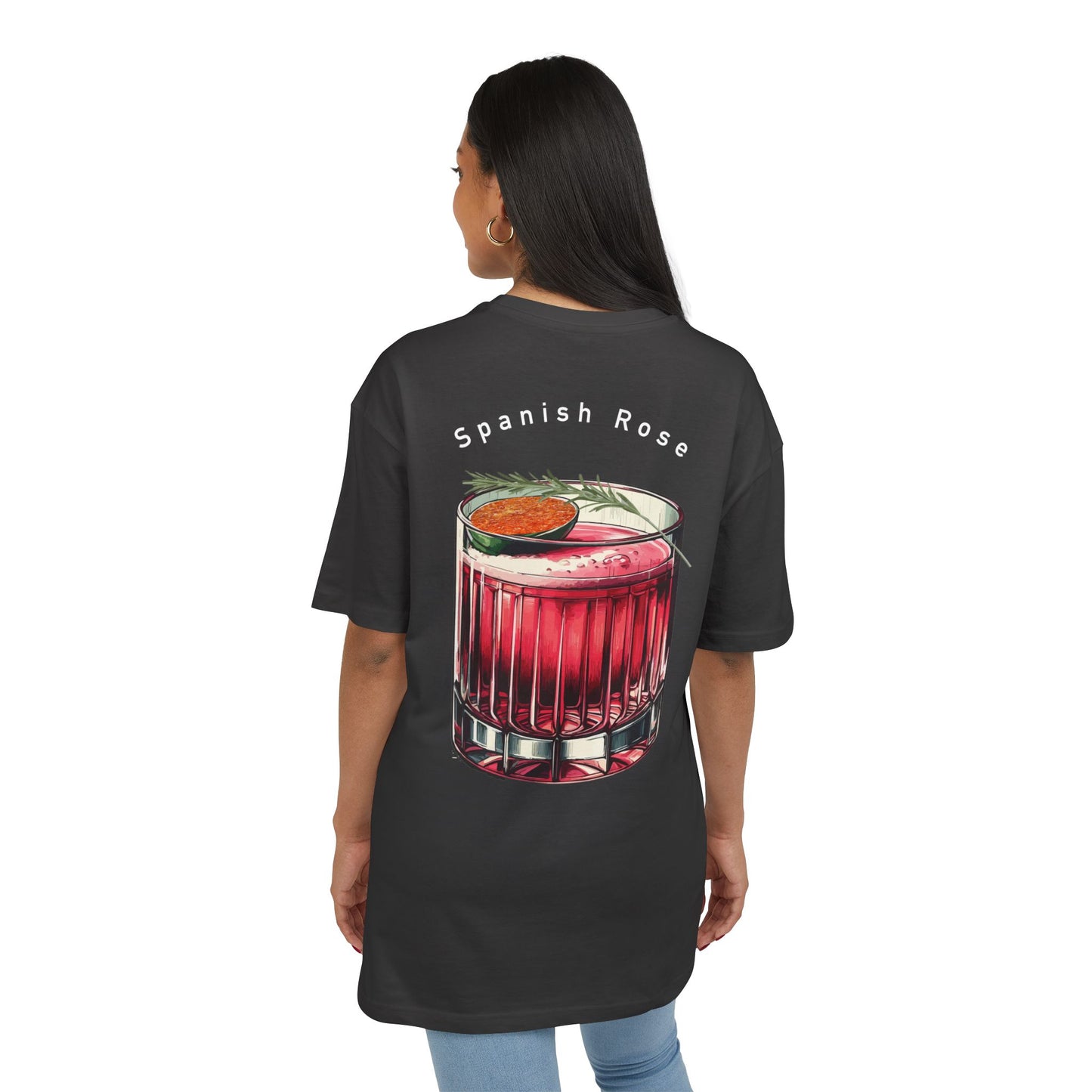 Spanish Rose Unisex Heavy Oversize Tee - Relaxed Fit Graphic T-Shirt for Cocktail Lovers