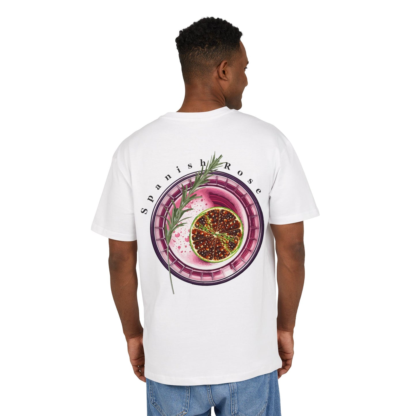 Spanish Rose Cocktail Unisex Heavy Oversize Tee - Perfect for Summer Gatherings