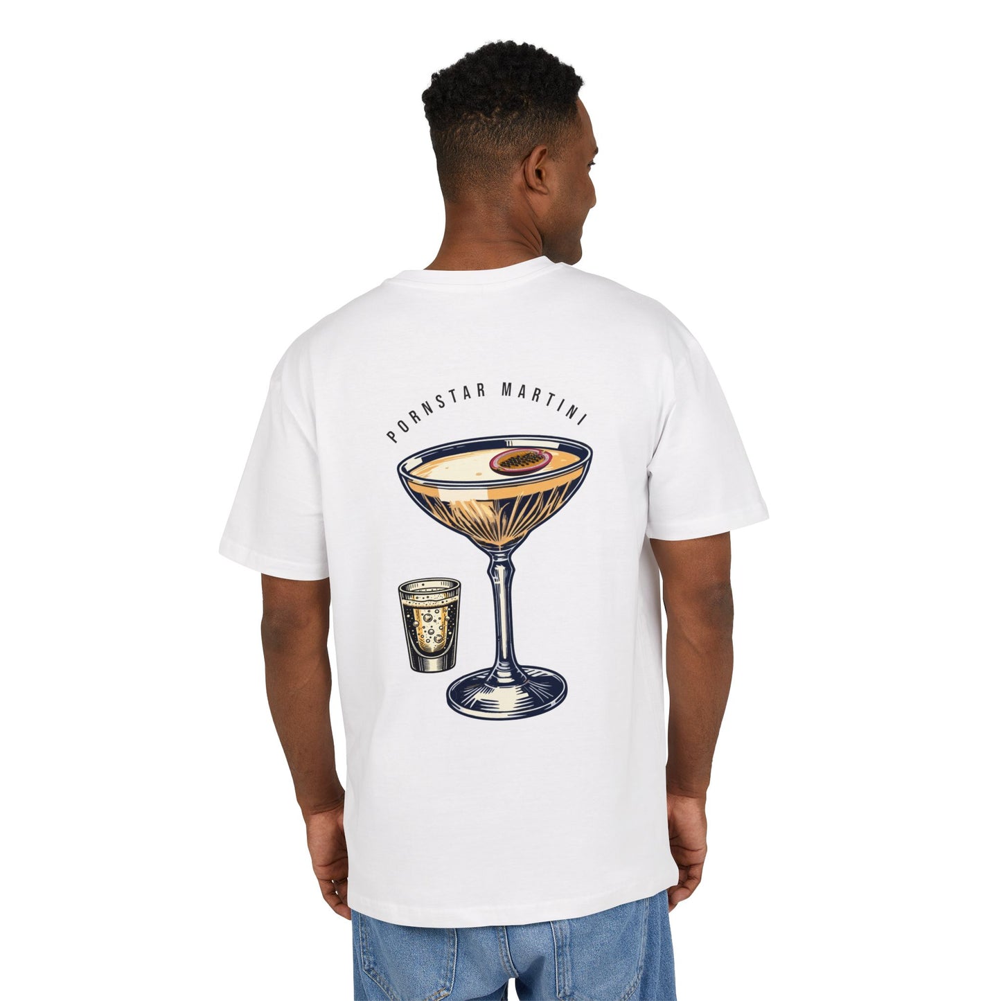 Unisex Heavy Oversize Tee - Pornstar Martini Graphic Shirt for Cocktail Lovers