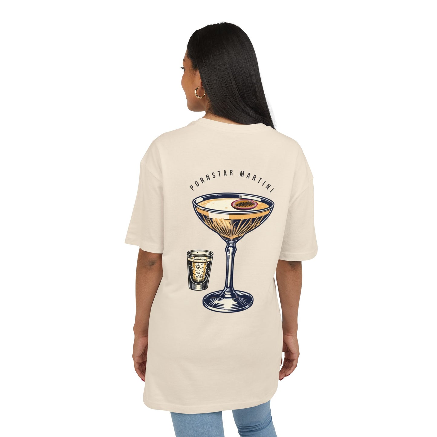 Unisex Heavy Oversize Tee - Pornstar Martini Graphic Shirt for Cocktail Lovers