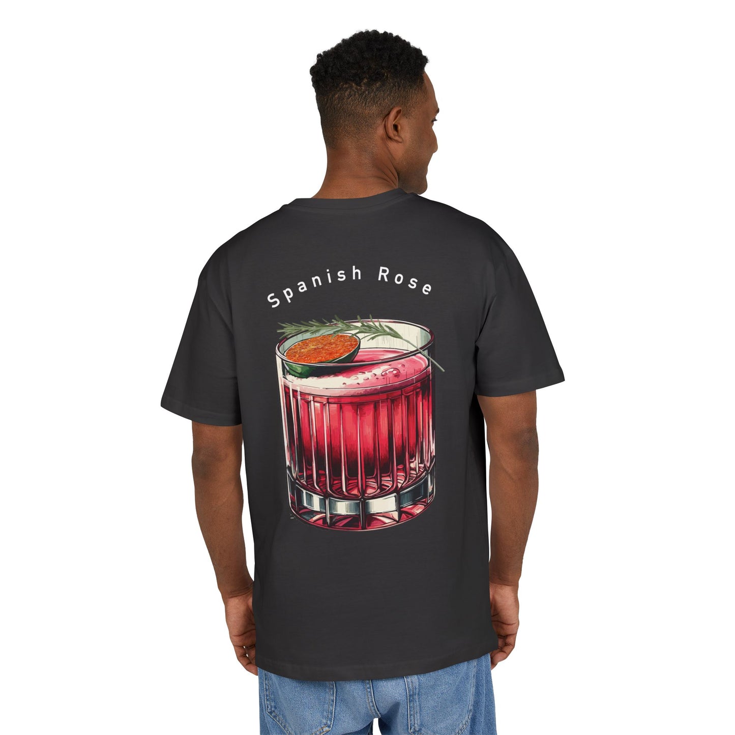 Spanish Rose Unisex Heavy Oversize Tee - Relaxed Fit Graphic T-Shirt for Cocktail Lovers