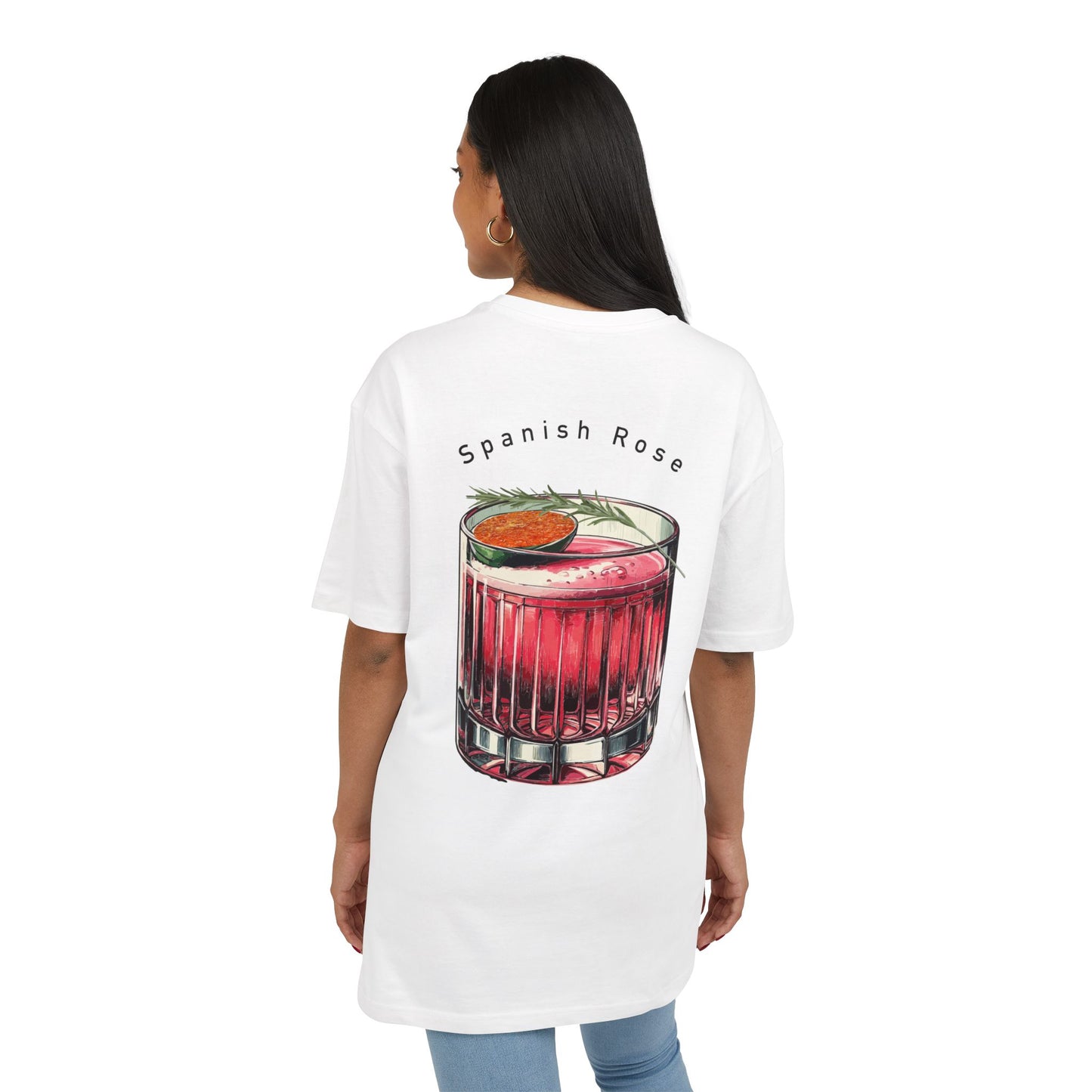 Spanish Rose Unisex Heavy Oversize Tee - Relaxed Fit Graphic T-Shirt for Cocktail Lovers