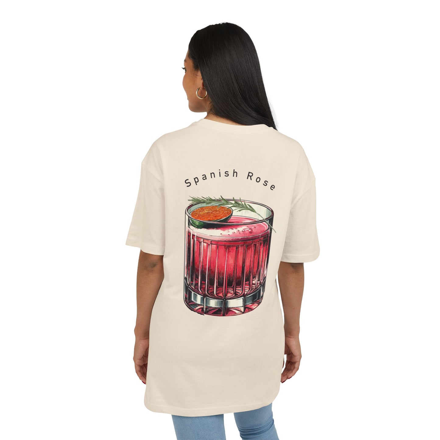 Spanish Rose Unisex Heavy Oversize Tee - Relaxed Fit Graphic T-Shirt for Cocktail Lovers