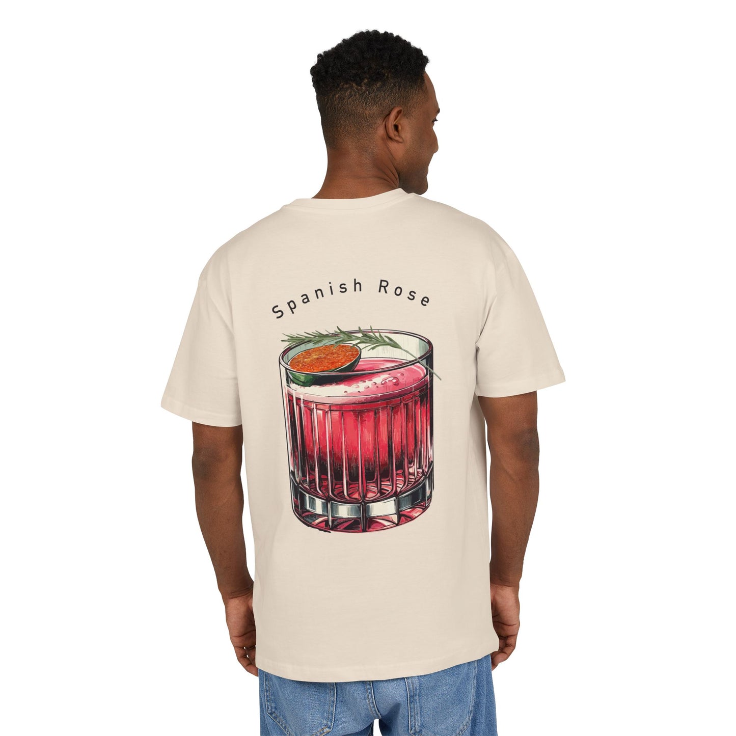 Spanish Rose Unisex Heavy Oversize Tee - Relaxed Fit Graphic T-Shirt for Cocktail Lovers