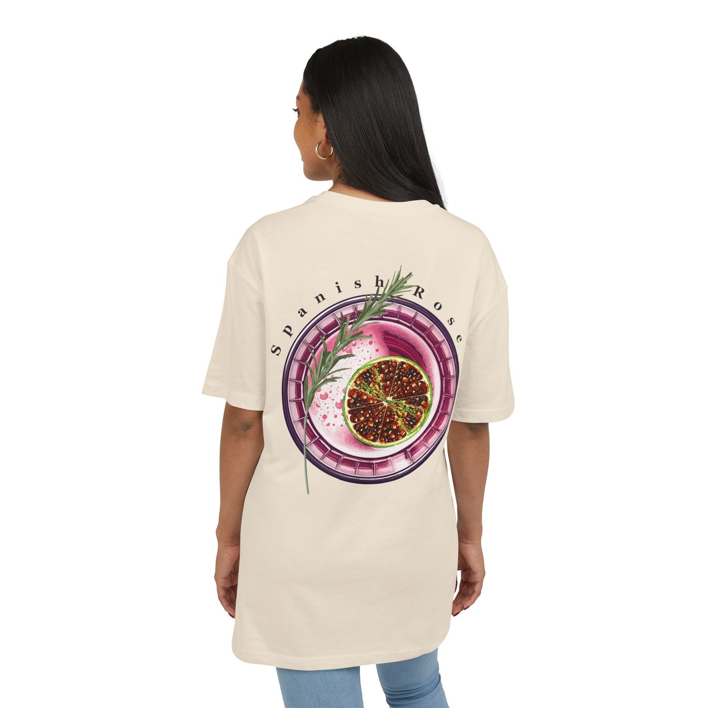 Spanish Rose Cocktail Unisex Heavy Oversize Tee - Perfect for Summer Gatherings