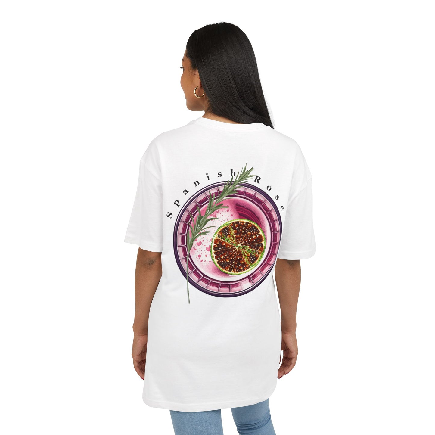 Spanish Rose Cocktail Unisex Heavy Oversize Tee - Perfect for Summer Gatherings