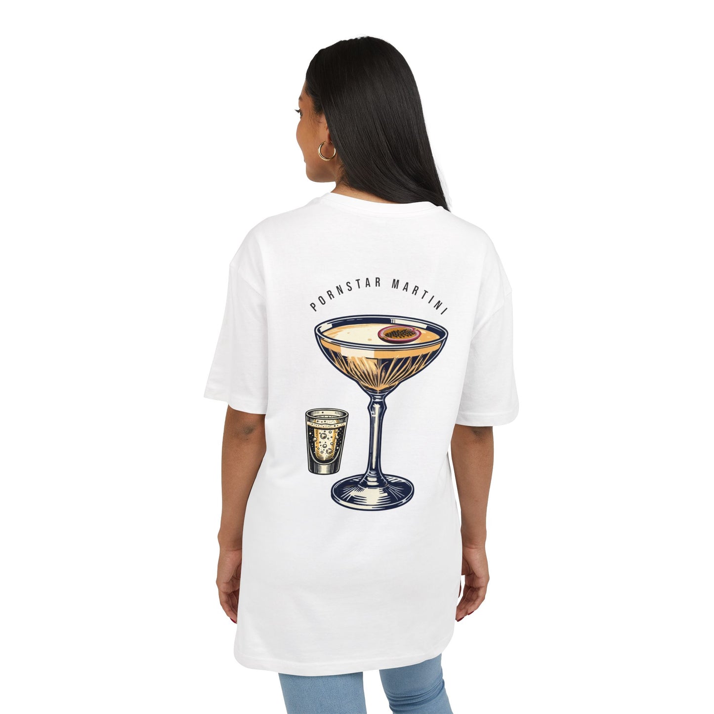Unisex Heavy Oversize Tee - Pornstar Martini Graphic Shirt for Cocktail Lovers